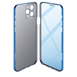 Apple iPhone 12 Pro Kılıf Zore Led Kapak Mavi