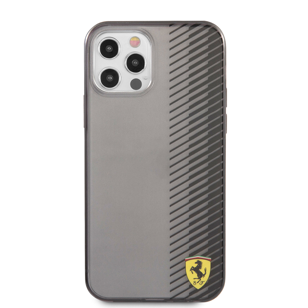Apple iPhone 12 Pro Max Case Ferrari Original Licensed Classic Metal Logo Transparent Line Pattern Gradient Cover - 4