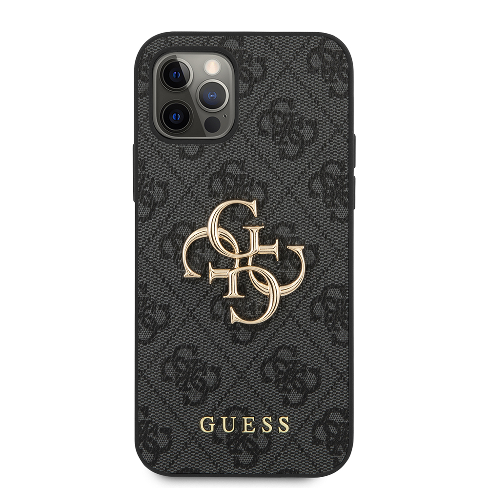 Apple iPhone 12 Pro Max Case Guess Original Licensed Large Metal Logo Design PU Leather Cover - 6