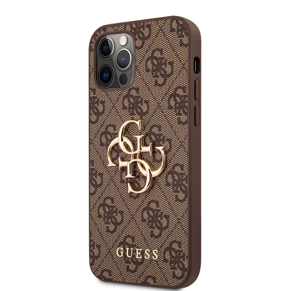 Apple iPhone 12 Pro Max Case Guess Original Licensed Large Metal Logo Design PU Leather Cover - 12