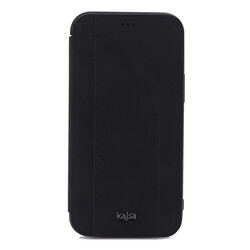 Apple iPhone 12 Pro Max Case Kajsa Dale Series Parallel PU Folio Cover Case Black