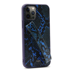 Apple iPhone 12 Pro Max Case Kajsa Glamorous Series Snake Handstrap Cover Blue