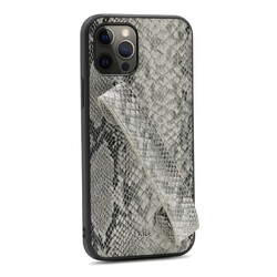 Apple iPhone 12 Pro Max Case Kajsa Glamorous Series Snake Handstrap Cover Grey