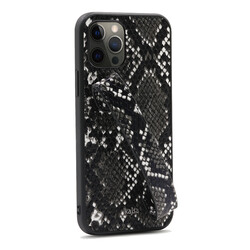 Apple iPhone 12 Pro Max Case Kajsa Glamorous Series Snake Handstrap Cover Black