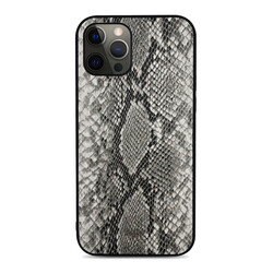 Apple iPhone 12 Pro Max Case Kajsa Glamorous Series Snake Pattern Cover Grey