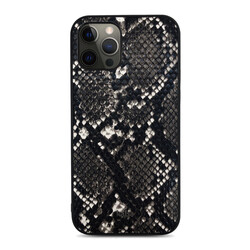 Apple iPhone 12 Pro Max Case Kajsa Glamorous Series Snake Pattern Cover Black