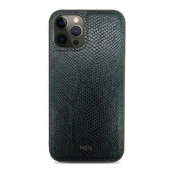 Apple iPhone 12 Pro Max Case Kajsa Glamorous Series Snake Pattern Cover Green