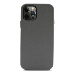 Apple iPhone 12 Pro Max Case ​Kajsa Litchi Cover Grey