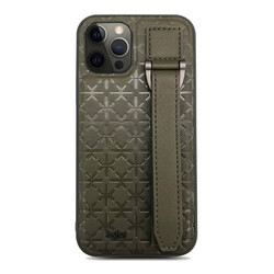 Apple iPhone 12 Pro Max Case Kajsa Neo Clasic Series Mono K Strap Cover Green