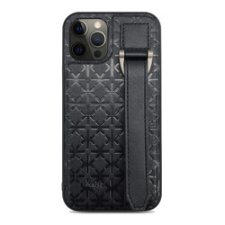 Apple iPhone 12 Pro Max Case Kajsa Neo Clasic Series Mono K Strap Cover Black