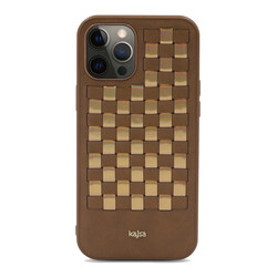 Apple iPhone 12 Pro Max Case Kajsa Preppie Series Spotlight Woven Cover Gold