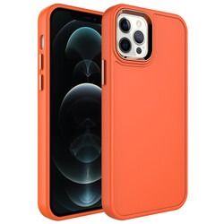 Apple iPhone 12 Pro Max Case Metal Frame and Button Design Hard Zore Botox Cover Orange