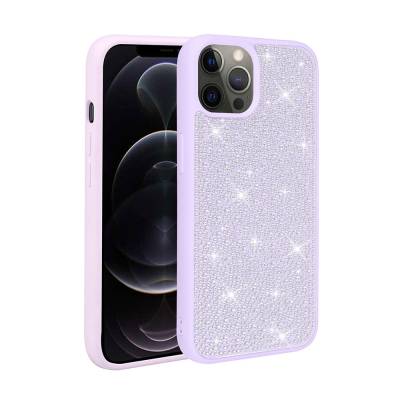 Apple iPhone 12 Pro Max Case Shiny Stone Design Zore Stone Cover Lila