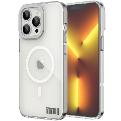 Apple iPhone 12 Pro Max Case Youngkit Colored Glaze Series Cover with Magsafe Charging White