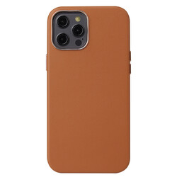 Apple iPhone 12 Pro Max Case Zore Leathersafe Wireless Cover Brown