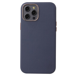 Apple iPhone 12 Pro Max Case Zore Leathersafe Wireless Cover Navy blue