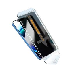 Apple iPhone 12 Pro Max Hayalet Ekran Koruyucu Zore Süper Fast Anti-Dust Privacy Toz Önleyici Temperli Ekran Filmi Siyah