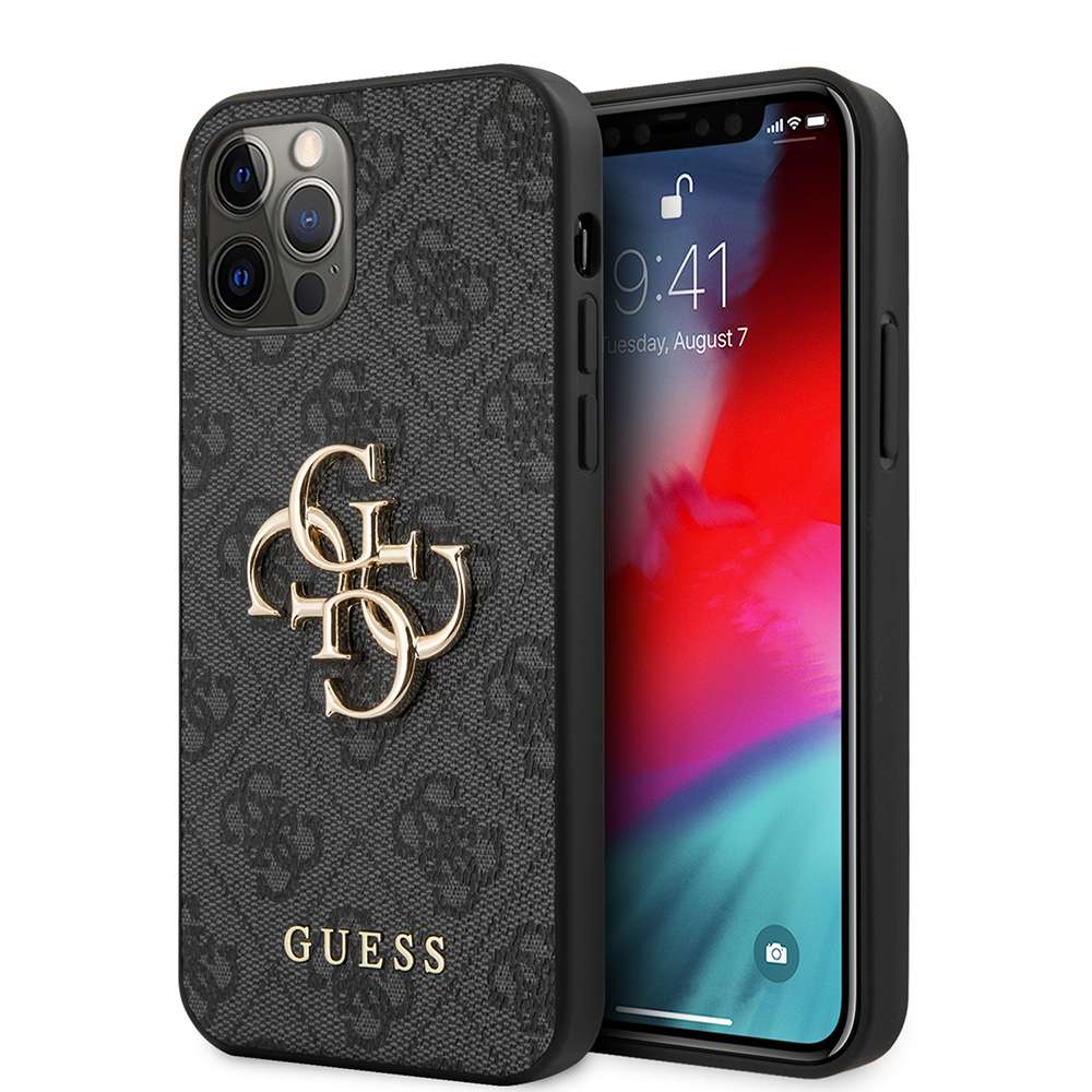 Apple iPhone 12 Pro Max Kılıf Guess Orjinal Lisanslı PU Deri Büyük Metal Logo Dizaynlı Kapak - 1