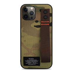 Apple iPhone 12 Pro Max Kılıf Kajsa Cordura Serisi Military Kapak Kahverengi