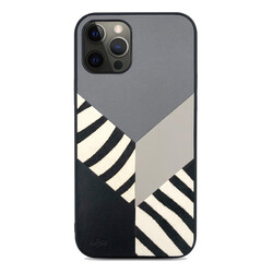 Apple iPhone 12 Pro Max Kılıf Kajsa Glamorous Serisi Zebra Combo Kapak Gri