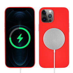 Apple iPhone 12 Pro Max Kılıf Zore Silksafe Wireless Kapak Kırmızı