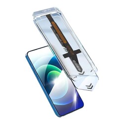 Apple iPhone 12 Pro Max Zore Süper Fast Anti-Dust Toz Önleyici Temperli Ekran Koruyucu Renksiz