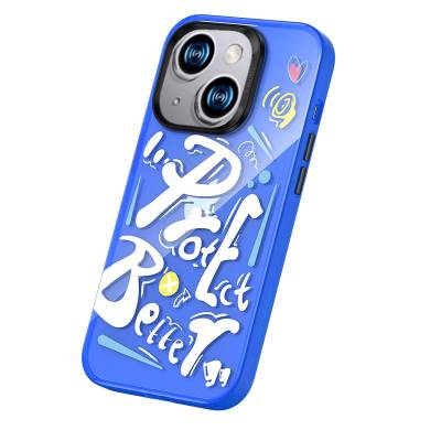 Apple iPhone 13 Case Airbag TPU Text Themed Benks Dynamic New Cover Blue