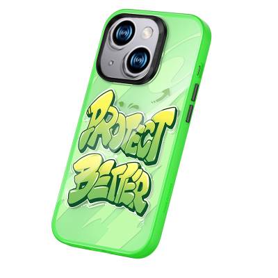 Apple iPhone 13 Case Airbag TPU Text Themed Benks Dynamic New Cover Green