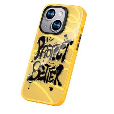 Apple iPhone 13 Case Airbag TPU Text Themed Benks Dynamic New Cover Orange