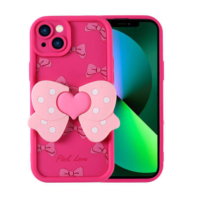 Apple iPhone 13 Case Camera Protected Figure Designed Zore Cover Dark Pink