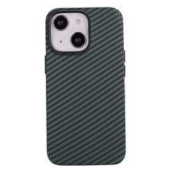 Apple iPhone 13 Case Carbon Fiber Look Zore Karbono Cover Dark Green