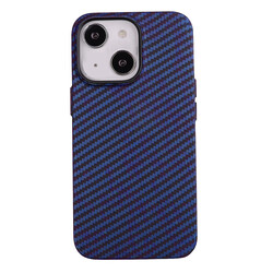 Apple iPhone 13 Case Carbon Fiber Look Zore Karbono Cover Navy blue