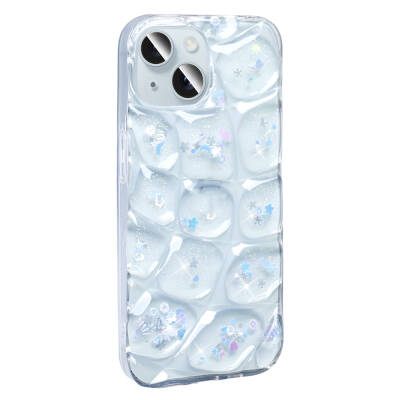 Apple iPhone 13 Case Glittery 3D Patterned Zore Hacar Cover White