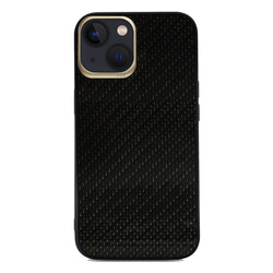 Apple iPhone 13 Case Kajsa Carbon Fiber Collection Back Cover Gold