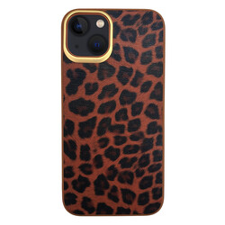 Apple iPhone 13 Case Kajsa Glamorous Series Leopard Combo Cover Brown