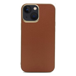 Apple iPhone 13 Case ​Kajsa Luxe Collection Genuine Leather Cover Brown