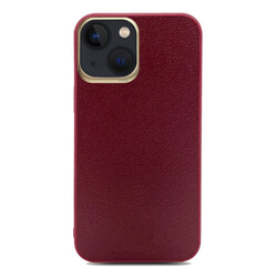 Apple iPhone 13 Case ​Kajsa Luxe Collection Genuine Leather Cover Red