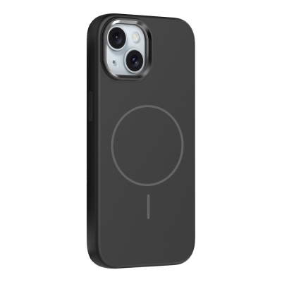 Apple iPhone 13 Case M-Safe Charging Enabled Metal Camera Frame Zore Edi Silicone Cover Black