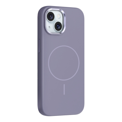 Apple iPhone 13 Case M-Safe Charging Enabled Metal Camera Frame Zore Edi Silicone Cover Lavendery Gray