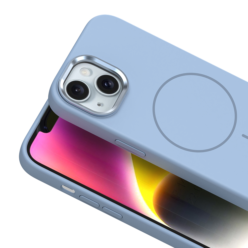 Apple iPhone 13 Case M-Safe Charging Enabled Metal Camera Frame Zore Edi Silicone Cover - 20