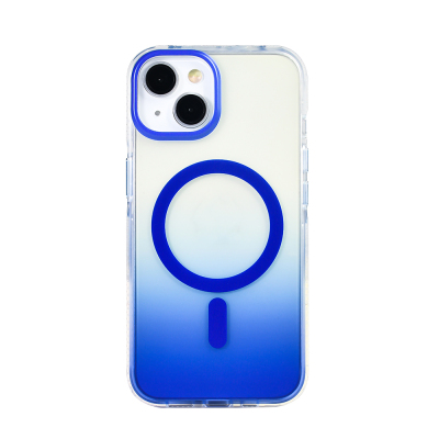 Apple iPhone 13 Case M-safe Charging Feature Transparent Color Transition Zore Toros Cover Blue