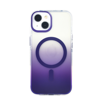 Apple iPhone 13 Case M-safe Charging Feature Transparent Color Transition Zore Toros Cover Purple