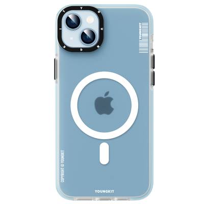 Apple iPhone 13 Case Magsafe Charging Feature Youngkit Mat Jane Sand Series Cover Blue