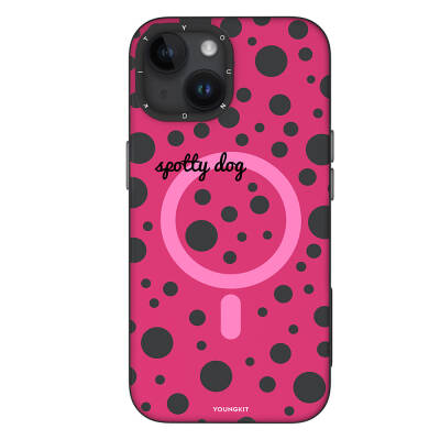 Apple iPhone 13 Case Magsafe Charging Featured Polka Dot Patterned Youngkit Spots Series Cover Pink