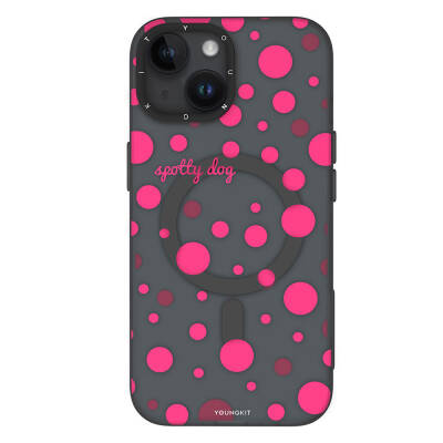 Apple iPhone 13 Case Magsafe Charging Featured Polka Dot Patterned Youngkit Spots Series Cover Grey