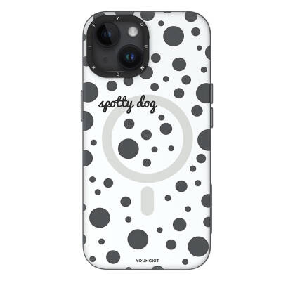 Apple iPhone 13 Case Magsafe Charging Featured Polka Dot Patterned Youngkit Spots Series Cover White