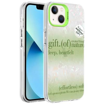 Apple iPhone 13 Case Marble Pattern Zore Marbello Cover Green