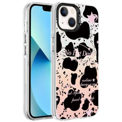 Apple iPhone 13 Case Marble Pattern Zore Marbello Cover Siyah-Beyaz