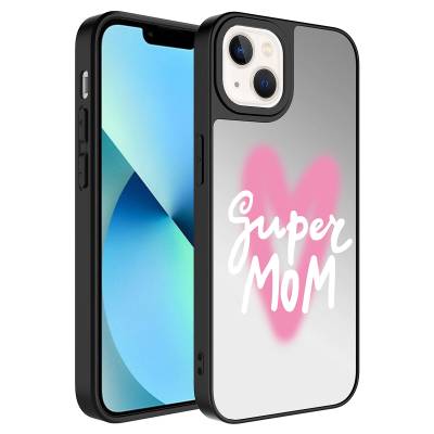 Apple iPhone 13 Case Mirror Patterned Camera Protected Glossy Zore Mirror Cover Süper Anne