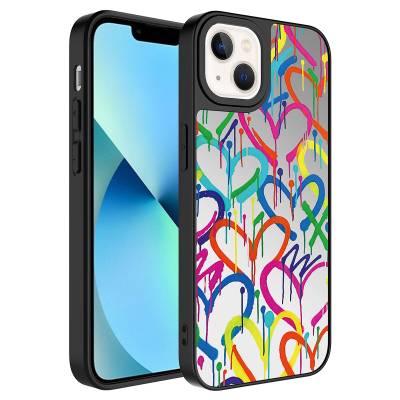 Apple iPhone 13 Case Mirror Patterned Camera Protected Glossy Zore Mirror Cover Kalp